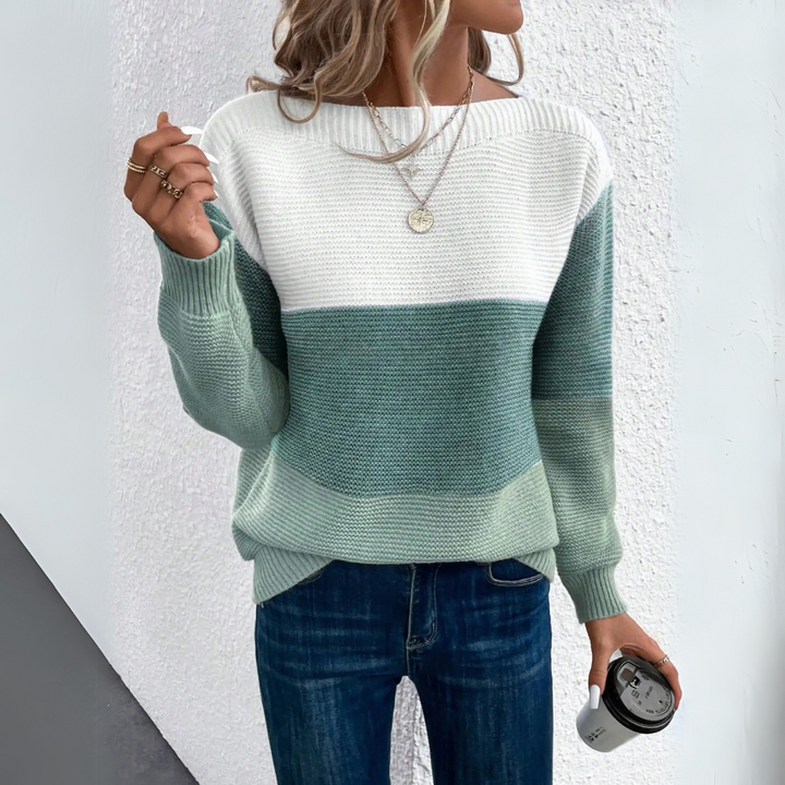 Clara - Stijlvolle driekleurige patchwork-trui