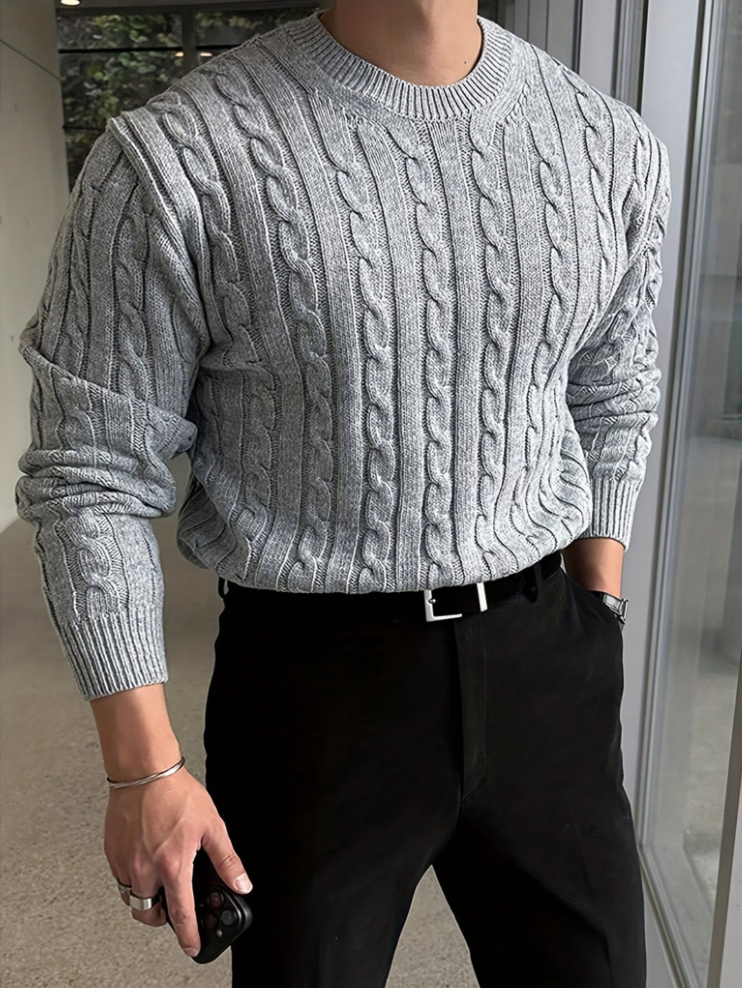 Jonas | Kabelgebreide Crew Neck Trui