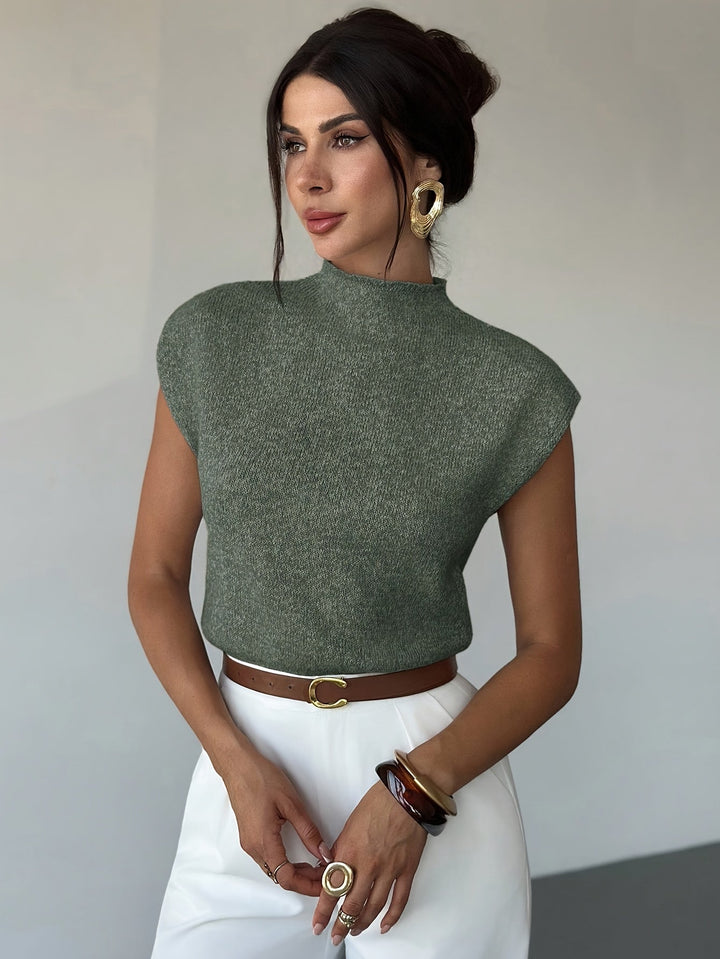 Claudia | Mock Neck Mouwloos Sweater Vest