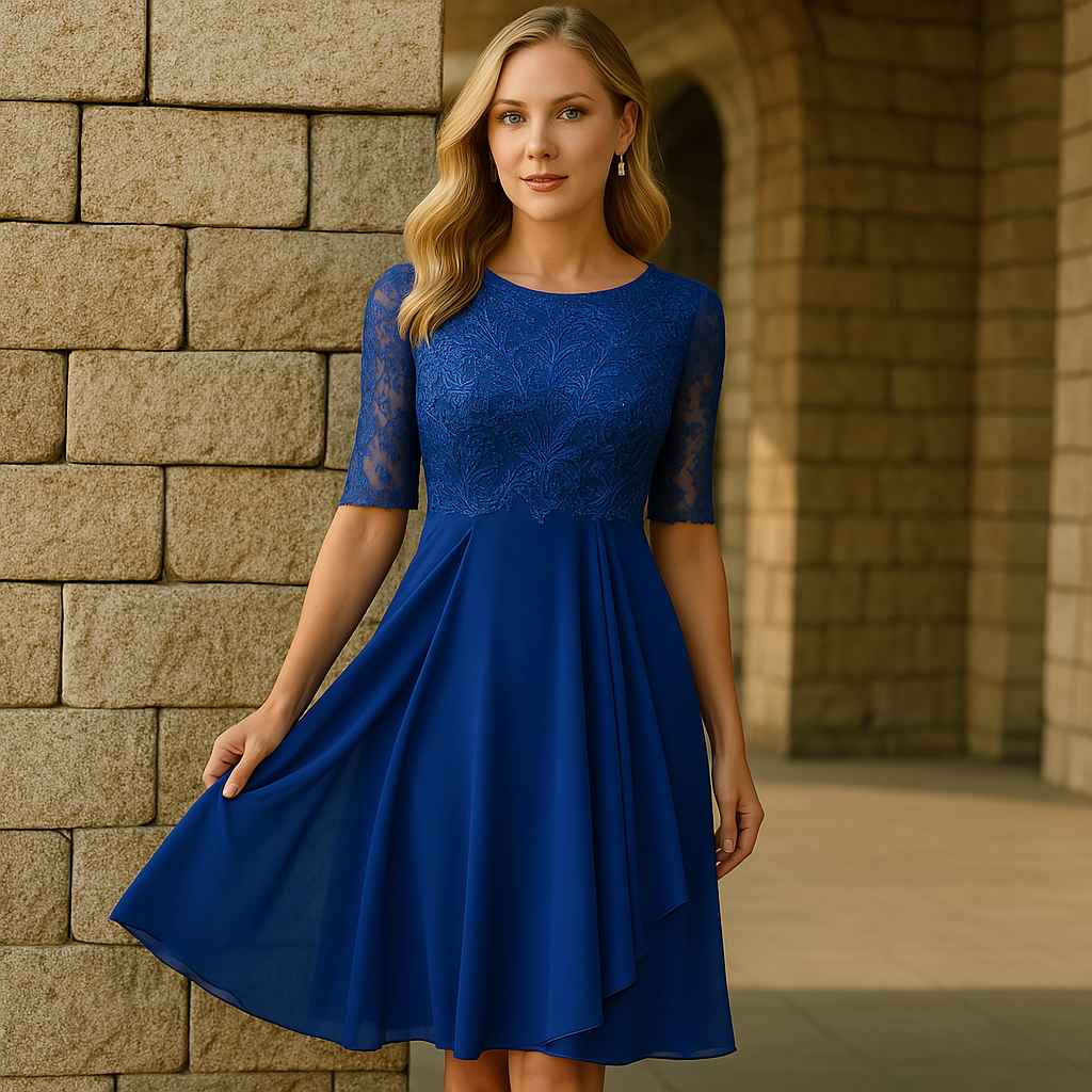 Elegante Jurk Met Halflange Mouwen Voor Avondfeesten