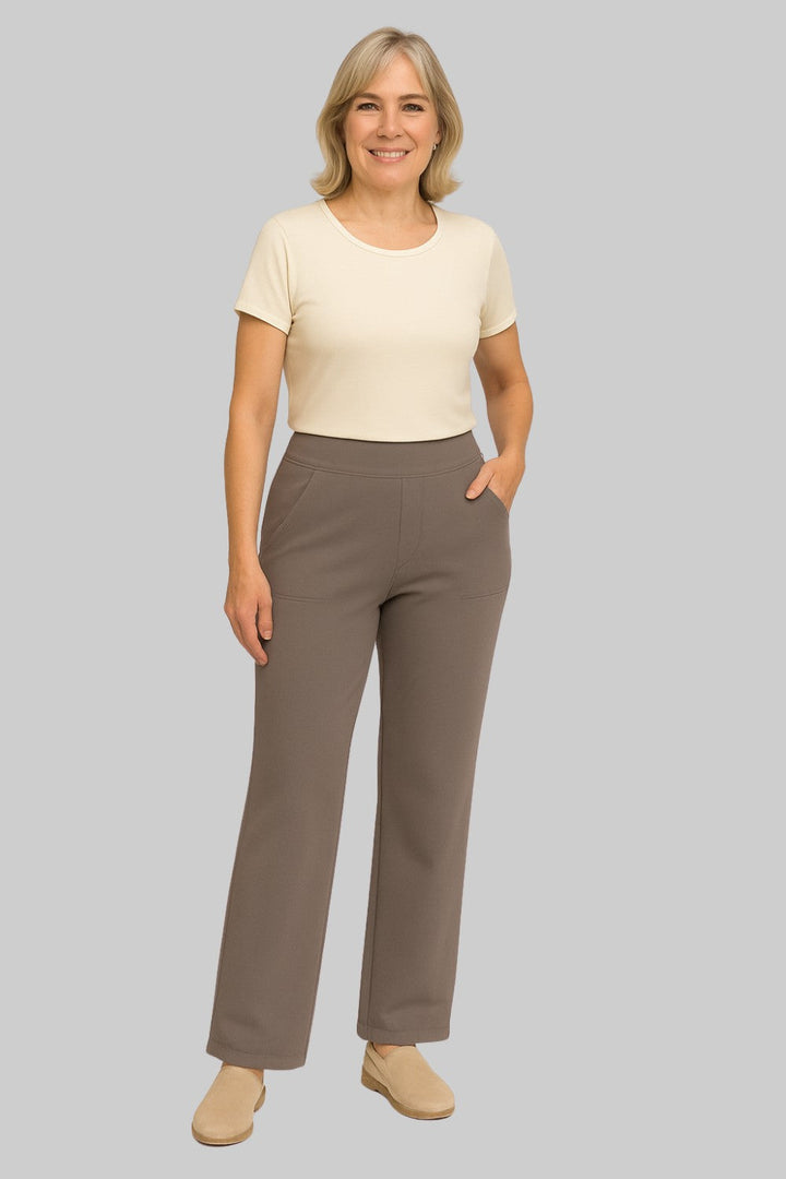 Hoge Taille Dames Broek Met Rechte Pijpen En Zakken