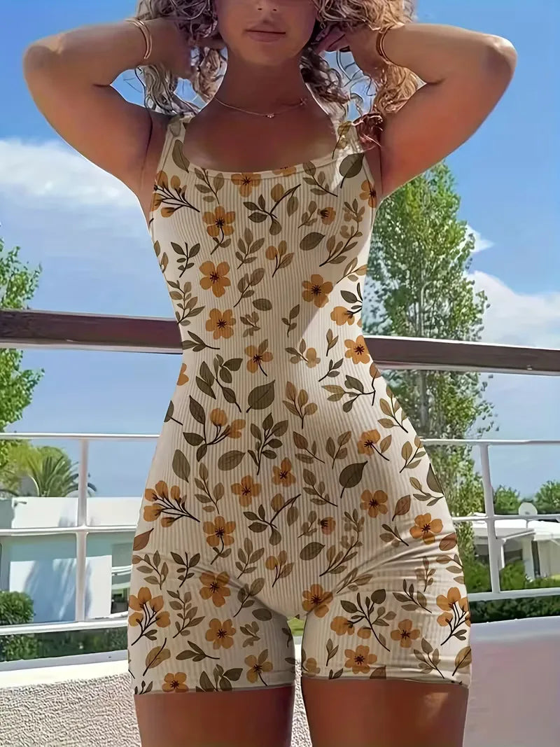 Floral jumpsuit met slim fit