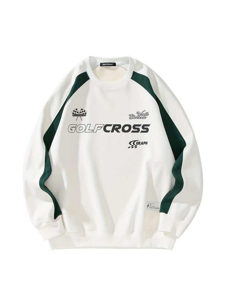 Golf Cross™ | Ronde Hals Sweatshirt van Katoenmix Heren | Regular fit | Relaxed schouderontwerp - Sportief streetwear - Zacht en ademend