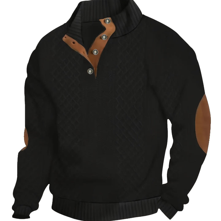 Ronan | Staande Kraag Knop Henley Trui