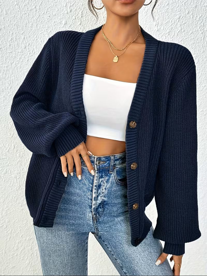 Maribel | Relaxed Knopen-Voorkant Cardigan
