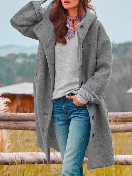 JANICE - GEZELLIGE HOODED TWEED JAS