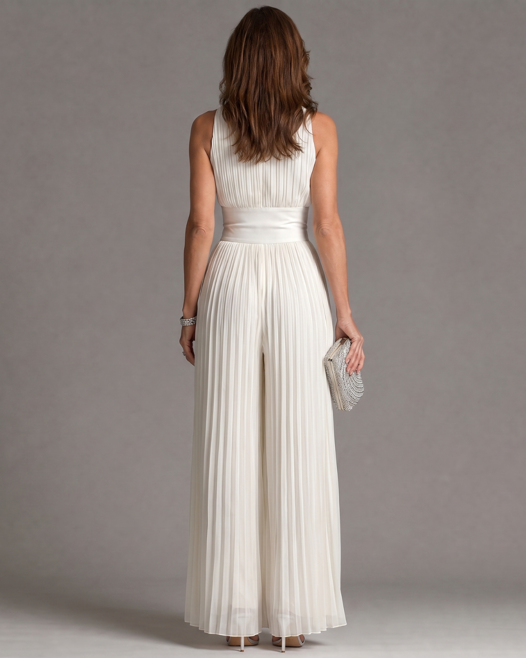 PLISSÉE JUMPSUIT MET HALTERNEK VOOR VROUWEN