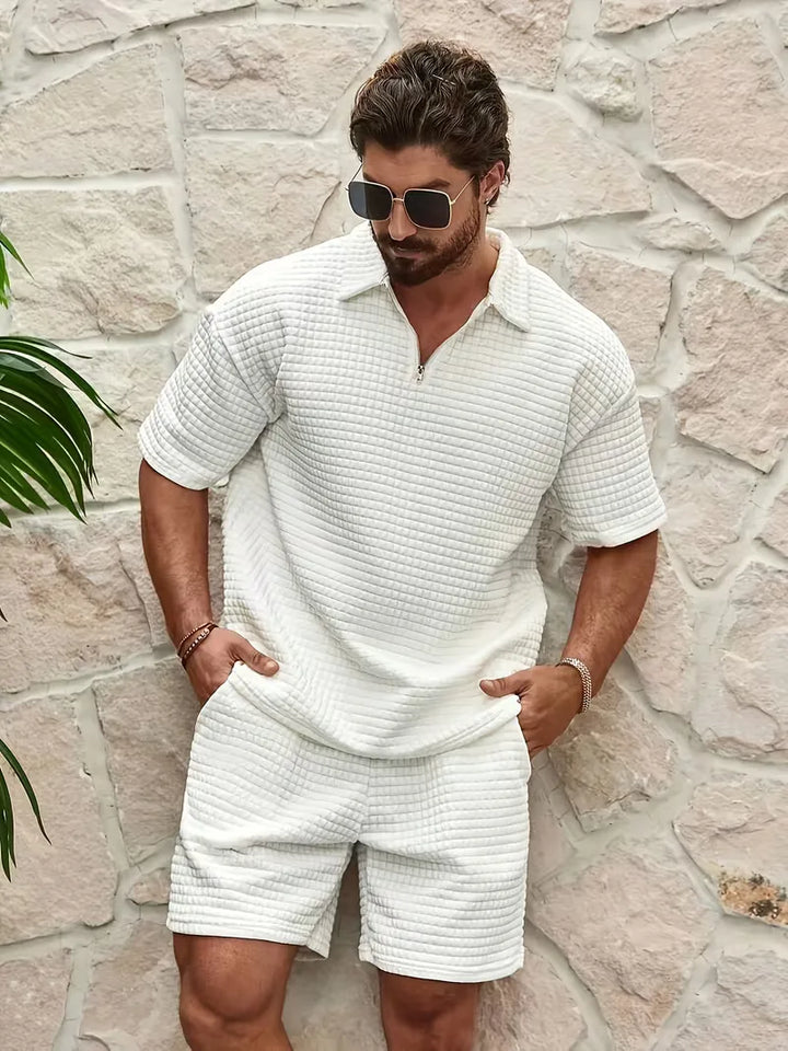 Set met V-neck en textuur
