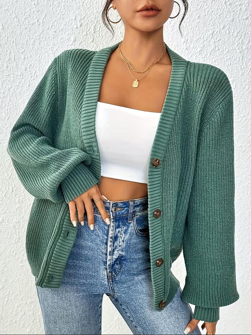Maribel | Relaxed Knopen-Voorkant Cardigan
