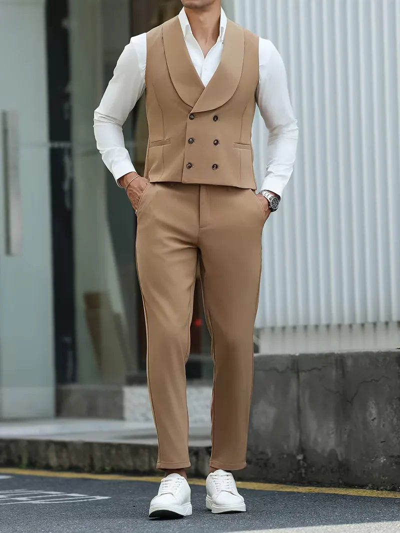 Gilet met double-breasted ontwerp en broek