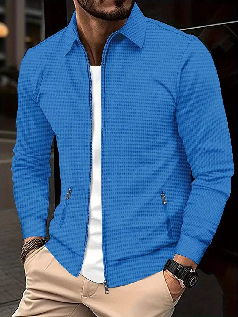 Heren Overshirt - Casual Chic - Textuur, Opstaande Kraag - Perfect voor Dagelijkse Gebruik