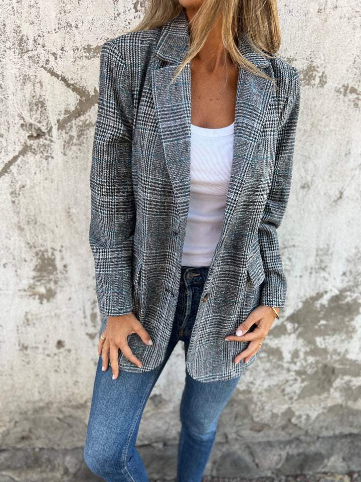 Vittoria - Casual Ruit Blazer Met Revers
