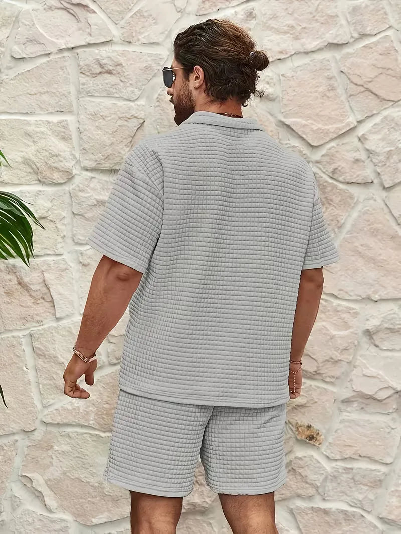 Set met V-neck en textuur