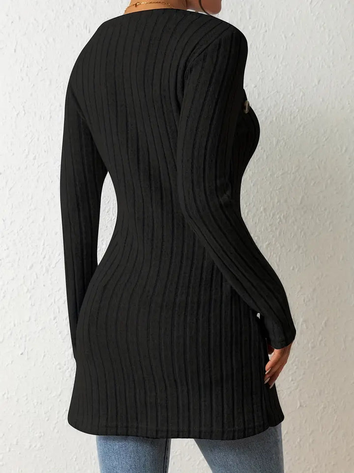 Julia - Trendy Geribbelde Asymmetrische Top