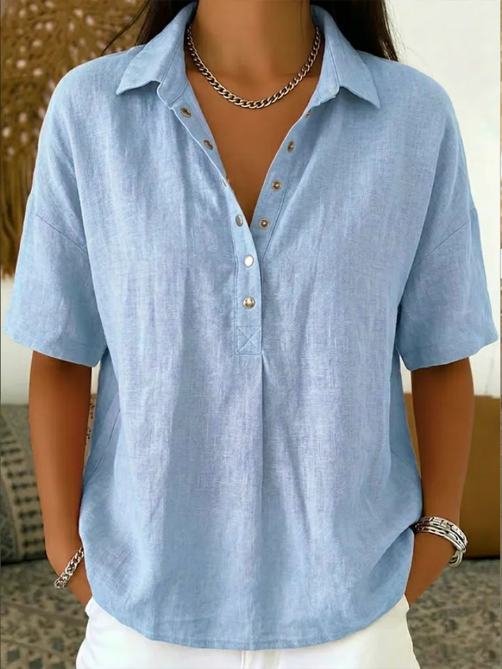 BLOUSE MET V-HALS EN KNOPEN VOOR VROUWEN