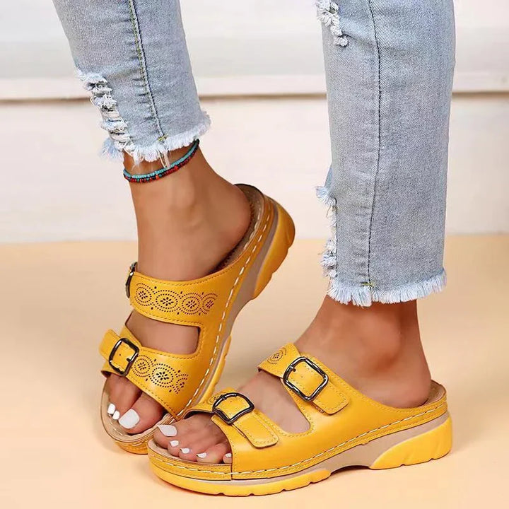Orthopedische Sandalen Met Platformzool En Dubbele Gesp Voor Dames
