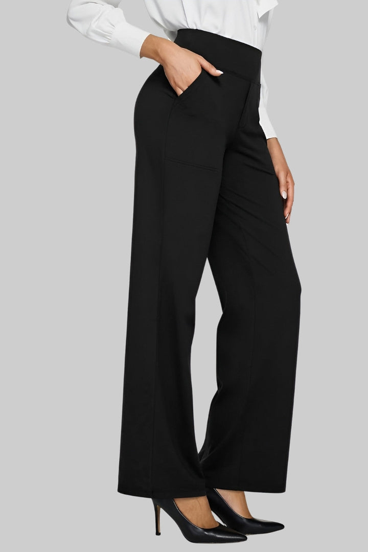 Hoge Taille Dames Broek Met Rechte Pijpen En Zakken