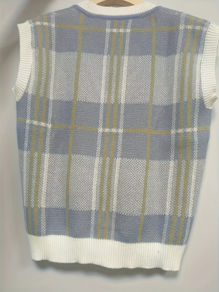 Marnie | Vintage Geruite V-Hals Sweater Vest