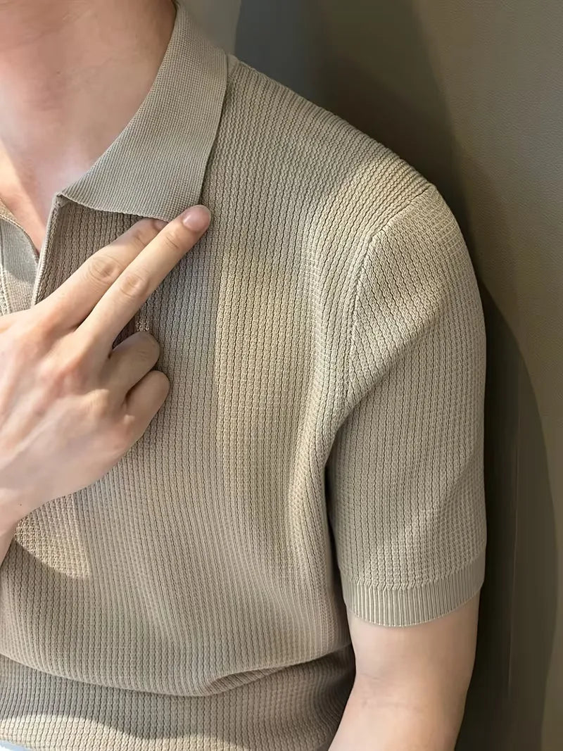 Polo met V-neck en korte mouwen