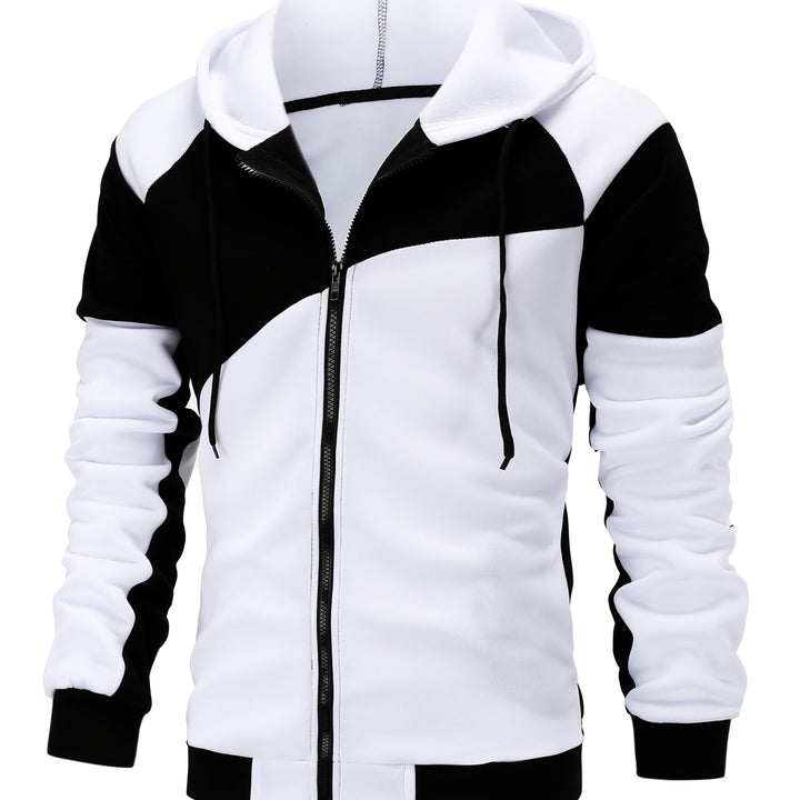 Bryce | Kleurblok Rits-Hoodie Jas