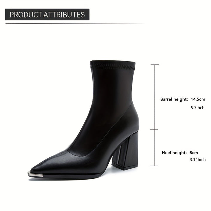 Josephine | Puntige Chunky Heel Enkellaarsjes