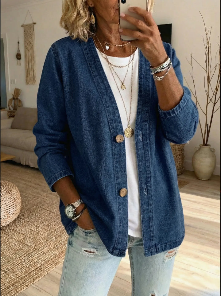 Dames Denim Cardigan met Knopen aan de Voorkant
