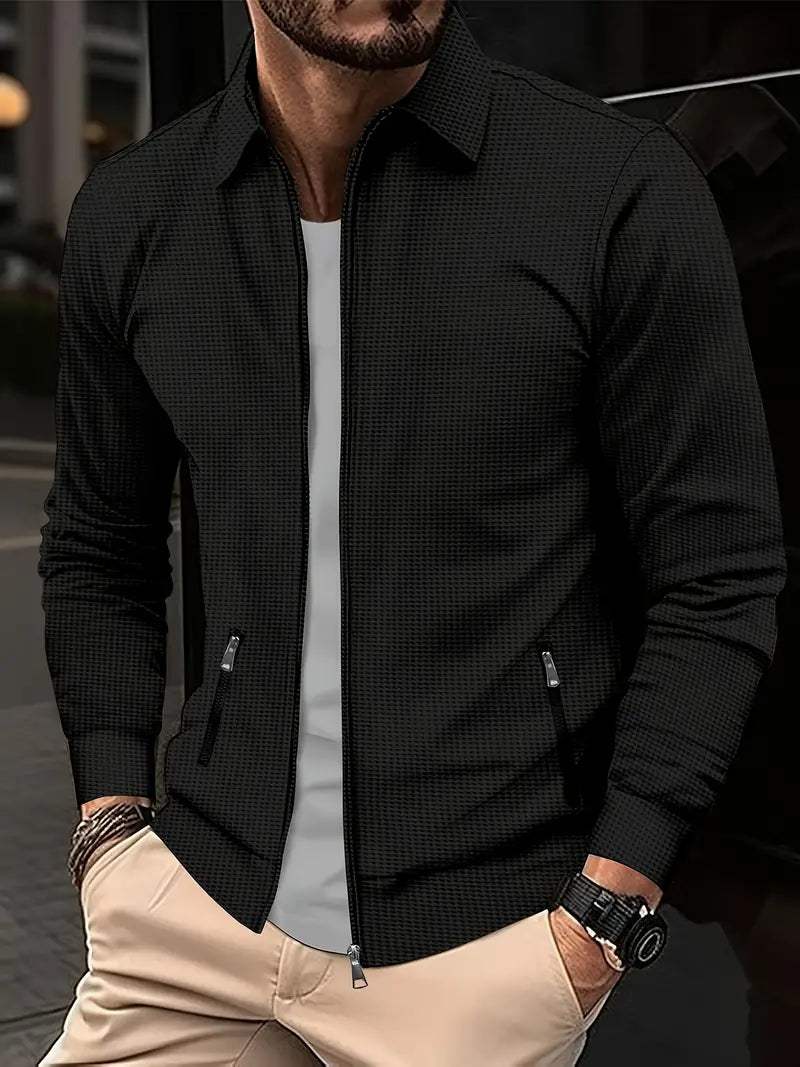 Heren Overshirt - Casual Chic - Textuur, Opstaande Kraag - Perfect voor Dagelijkse Gebruik