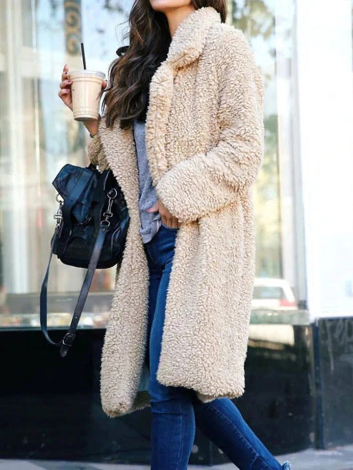 Zachte Dames Fleece Teddy Jas Lange Stijl