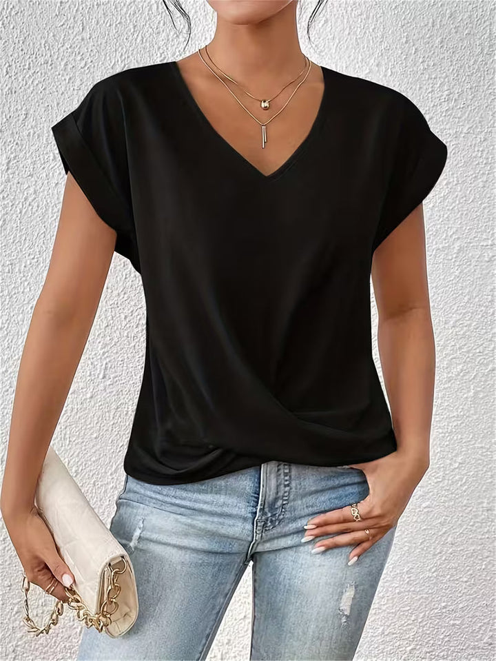 Elegante Top Met V Hals En Gedraaid Detail Voor Dames