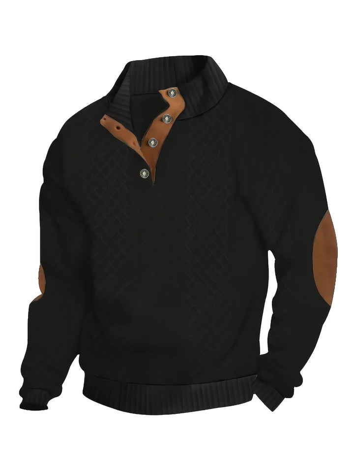 Ronan | Staande Kraag Knop Henley Trui
