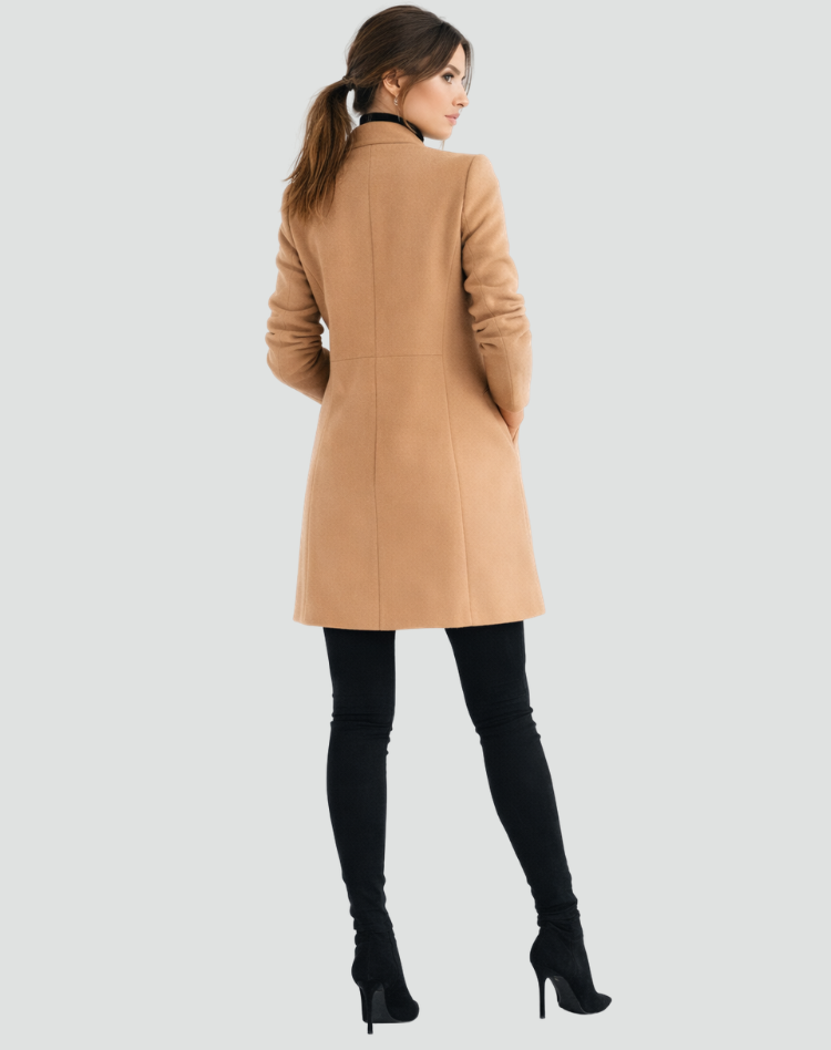 Damesjas Regular Fit Wollen Ronde Hals Klassieke Snit