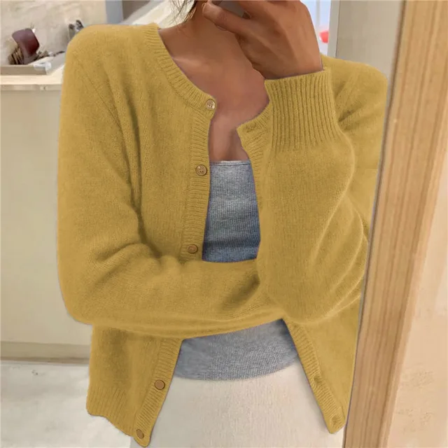 Delphina | Zachte Knopen-Voorkant Cardigan
