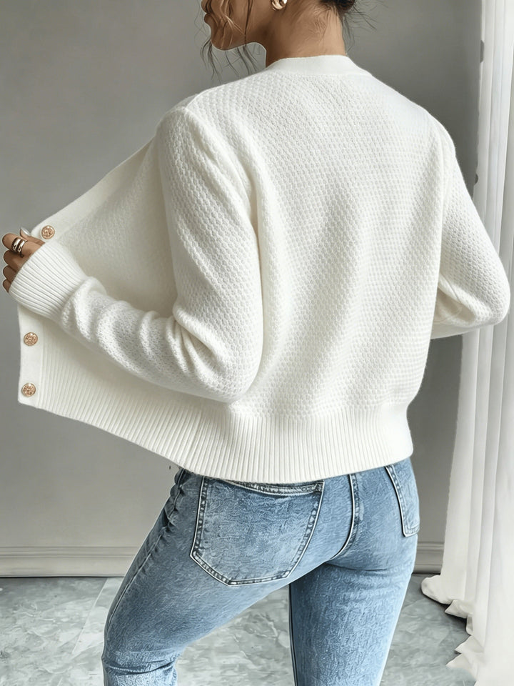 Eleanora | Kabelgebreide Knopen-Voorkant Cardigan