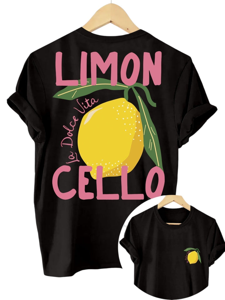 Comfortabele T-shirt voor Vrouwen Met Citroen Illustratie En Backprint