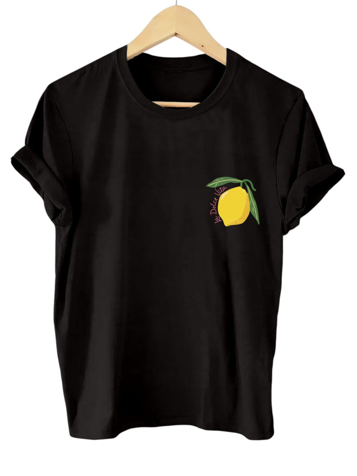 Comfortabele T-shirt voor Vrouwen Met Citroen Illustratie En Backprint