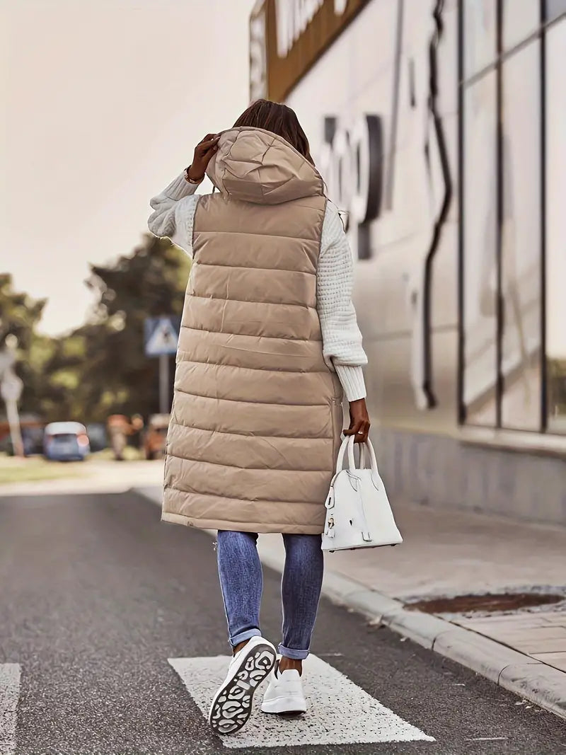 Puffer Bodywarmer met Hoodie en Ritszakken voor Dames