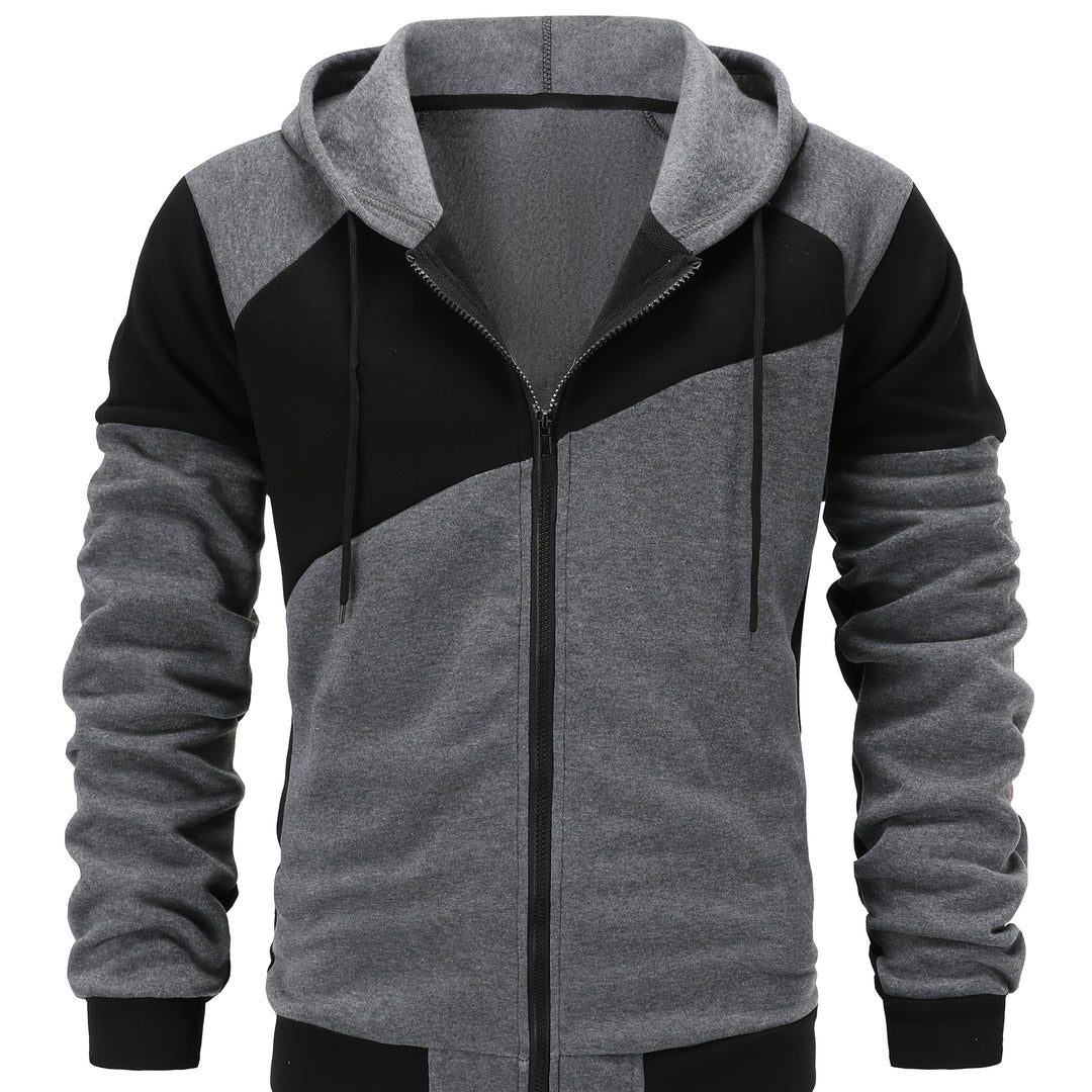 Bryce | Kleurblok Rits-Hoodie Jas