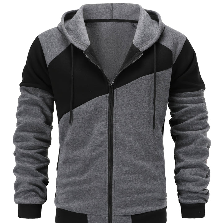 Bryce | Kleurblok Rits-Hoodie Jas