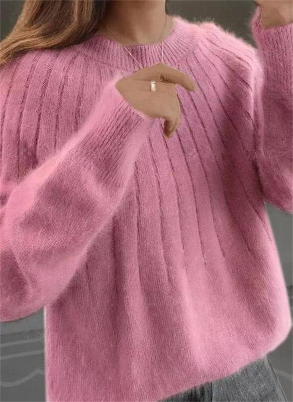 Dames Geribbelde Relaxed Fit Casual Trui