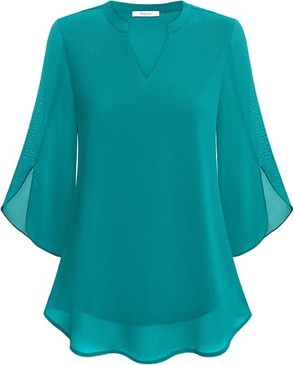 Elegante Dames Blouse met 3/4 Vlindermouwen en V-Hals