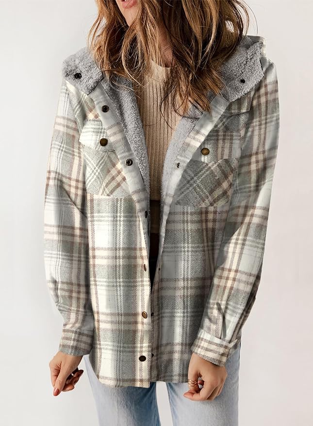 Elvessa Geruite Flanel Jas