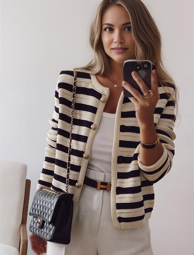MYLAH | Elegante Gestreepte Cardigan