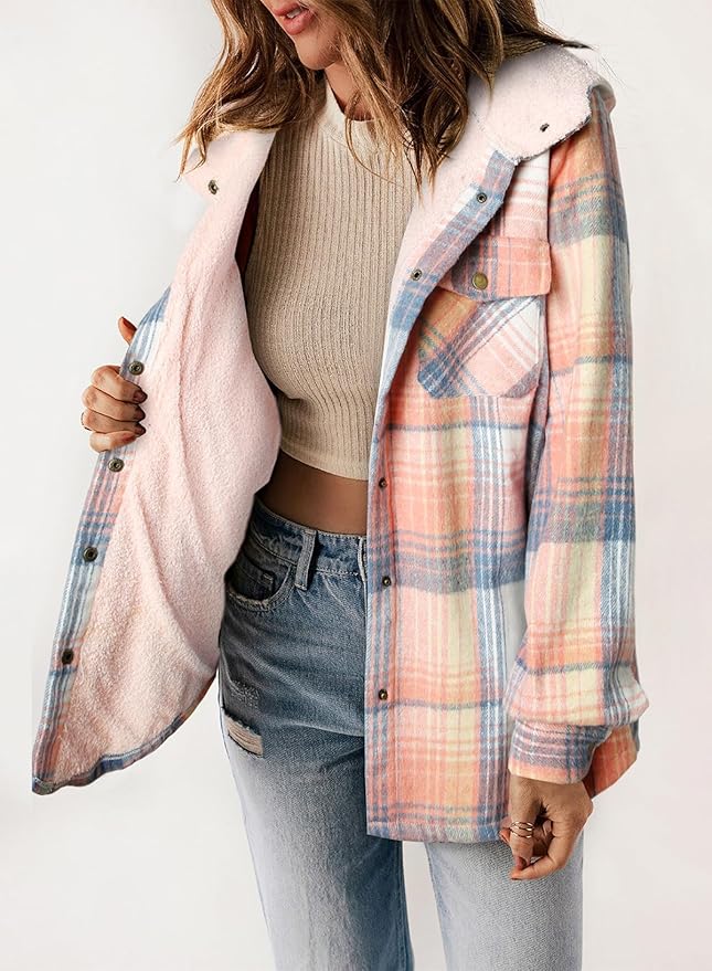 Elvessa Geruite Flanel Jas