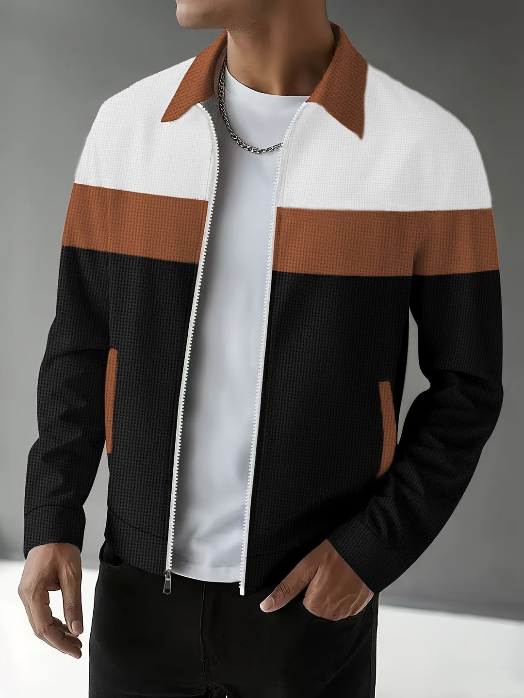 Cameron | Kleurblok Zip-Up Jas