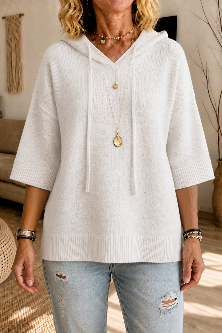 Loungel – Versleten Open-Knit Trekkoord Hoodie
