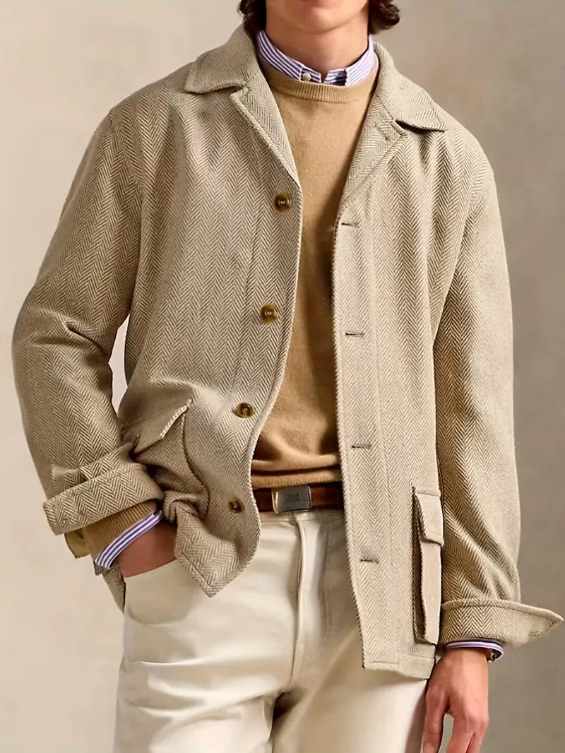 Trenchcoat met herringbone patroon