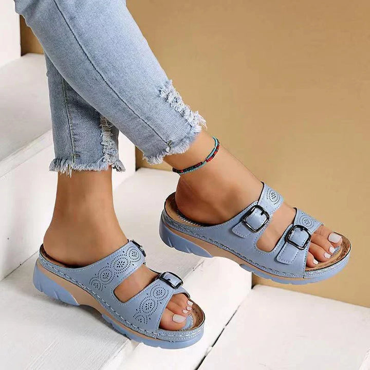 Orthopedische Sandalen Met Platformzool En Dubbele Gesp Voor Dames