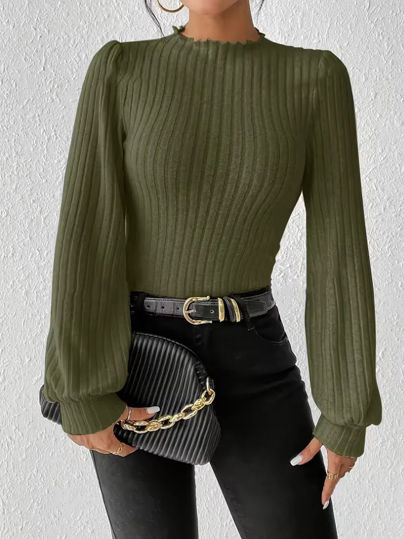 Bodysuit met rib-knit en lange mouwen