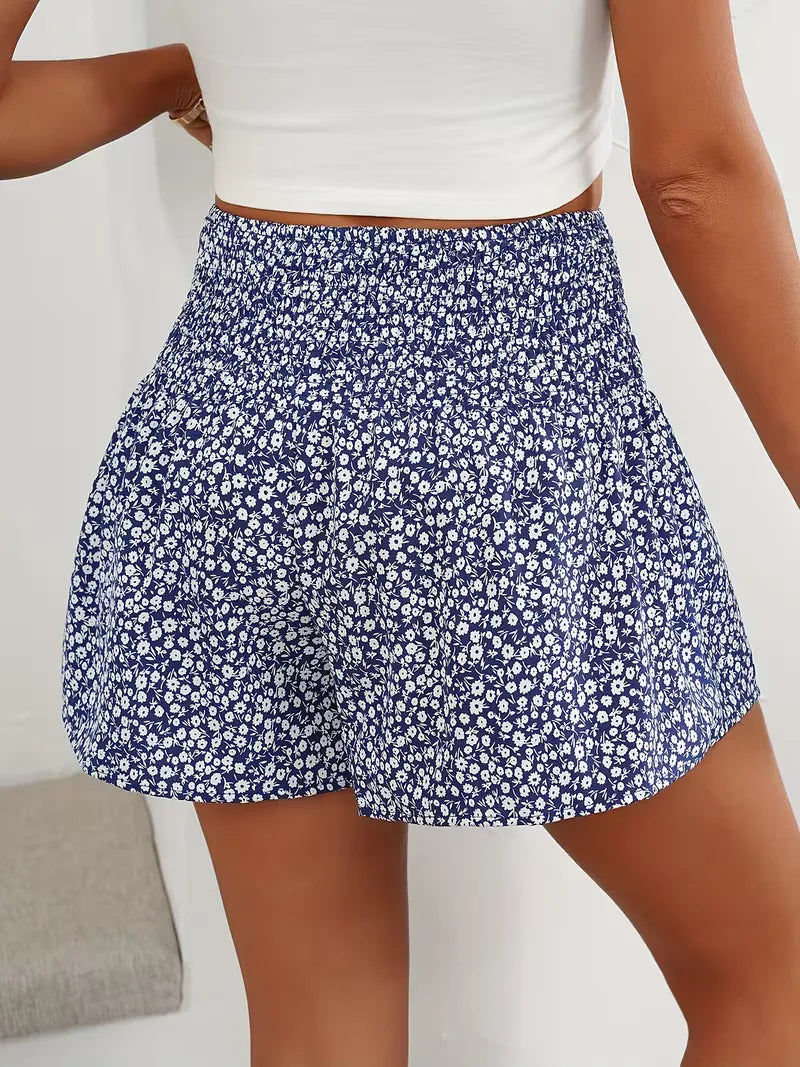 Short met hoge taille en bloemenpatroon