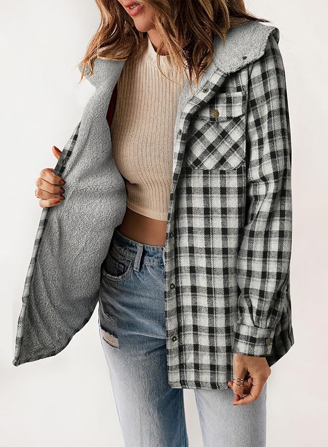 Elvessa Geruite Flanel Jas